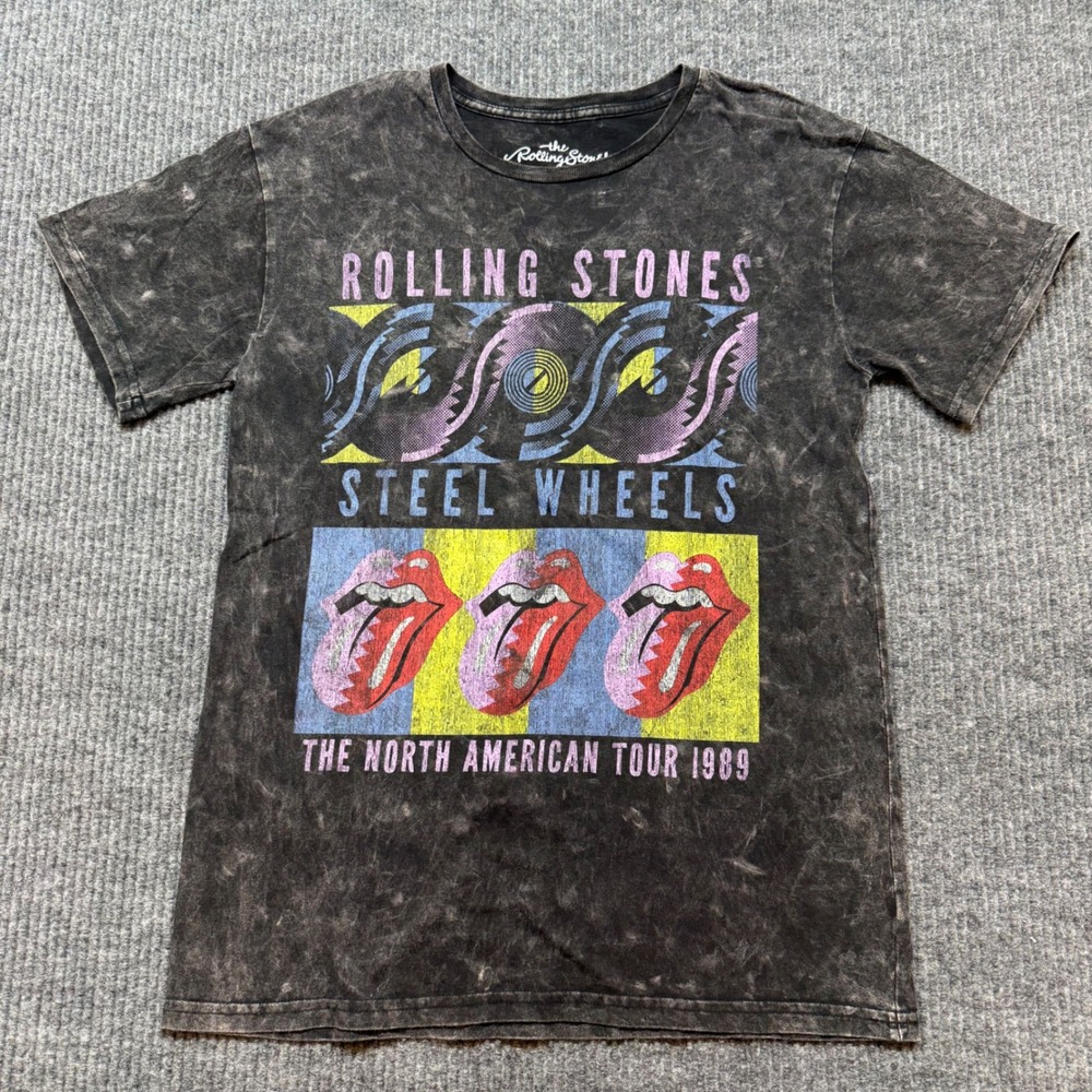 Rolling‎ Stones Steel Wheels Tour 1989 Tee Womens Medium Black Vintage Graphic